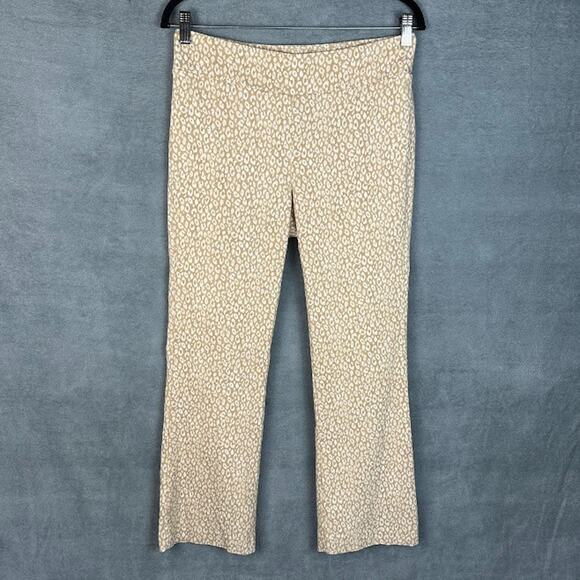 J Mclaughlin Pants Womens 8 Tan Ivy Crop Pullon Flare Animal Print Preppy Career - Picture 1 of 12